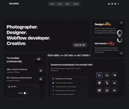Snapshot of Salman G. Samar's portfolio website created by Design Infinity
