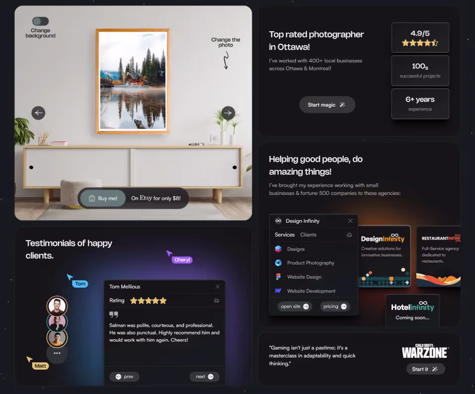 Snapshot of Salman G. Samar's portfolio website created by Design Infinity